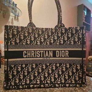 CHRISTIAN DIOR Oblique medium Book Tote Blue Multicolor